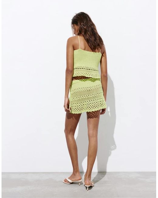 Pull&Bear Gehaakte Mini Rok in het Green