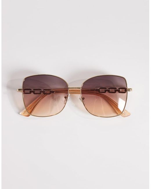 New Look Pink Metal Square Sunglasses