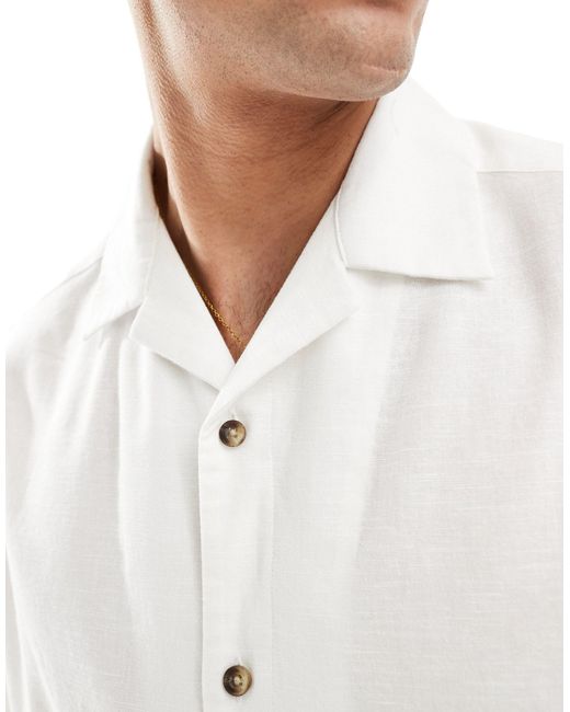 ASOS – kastiges oversize-hemd aus leinen in White für Herren