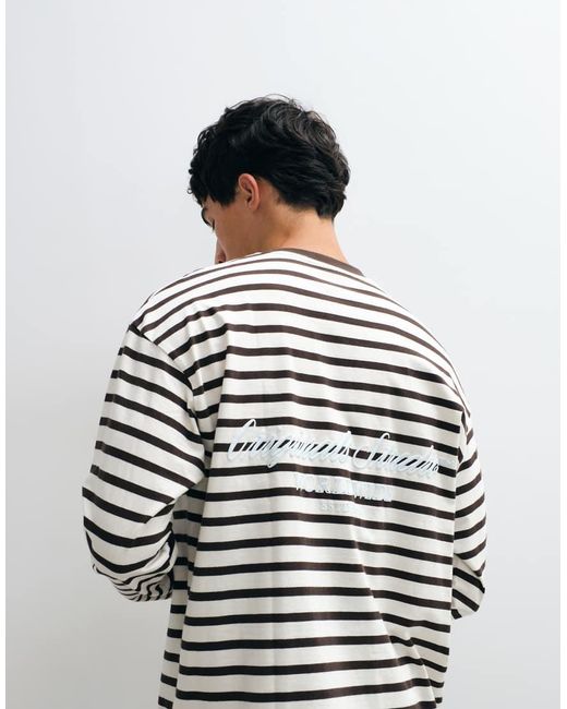 Jack & Jones White Long Sleeve Striped T-shirt for men