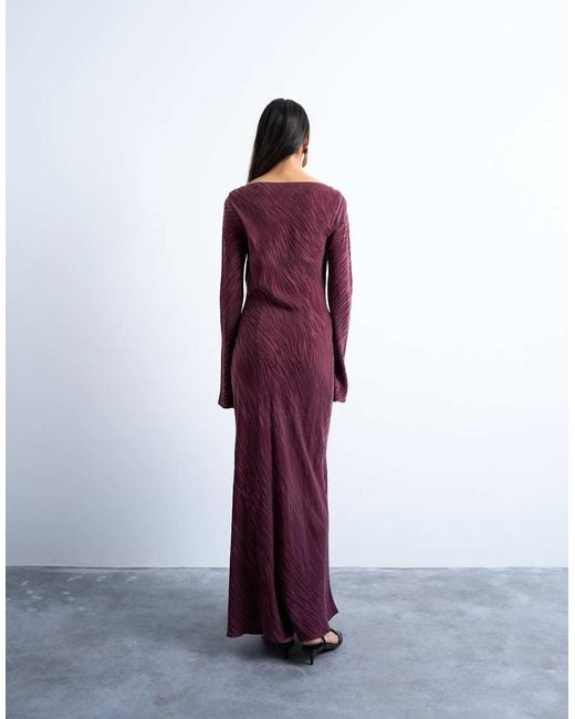 TOPSHOP Purple Slash Neck Midi Dress
