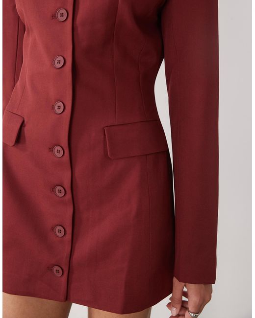 Lioness Red Cheri Structu Button-front Tailo Blazer Mini Dress