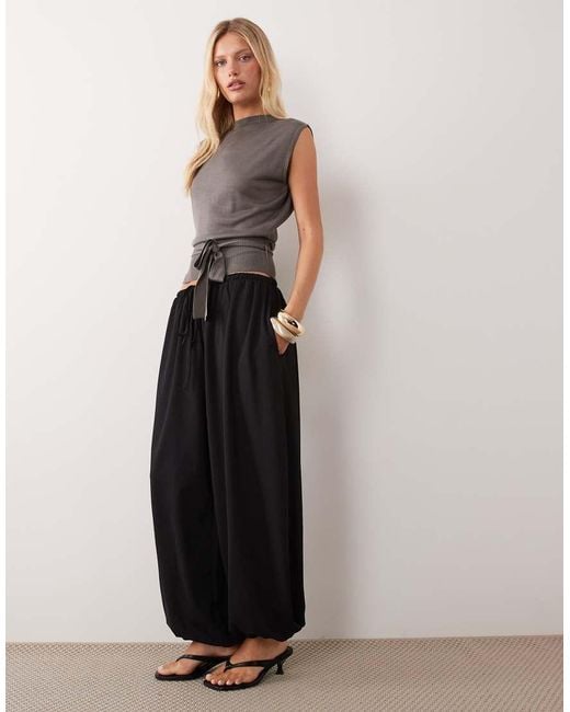 Mango Gray Sleeveless Tie Waist Knit Top