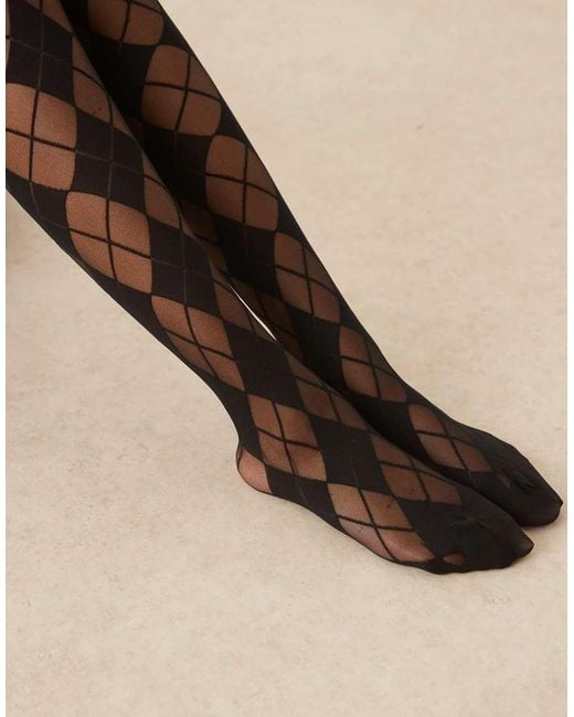 ASOS Brown Argyle Check Tights