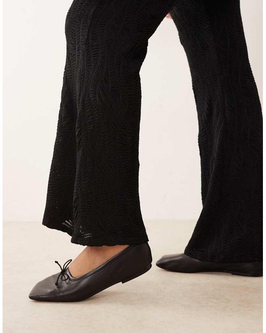 ASOS Black Asos Design Curve Co-Ord Textured High Waist Flared Leg Trousers