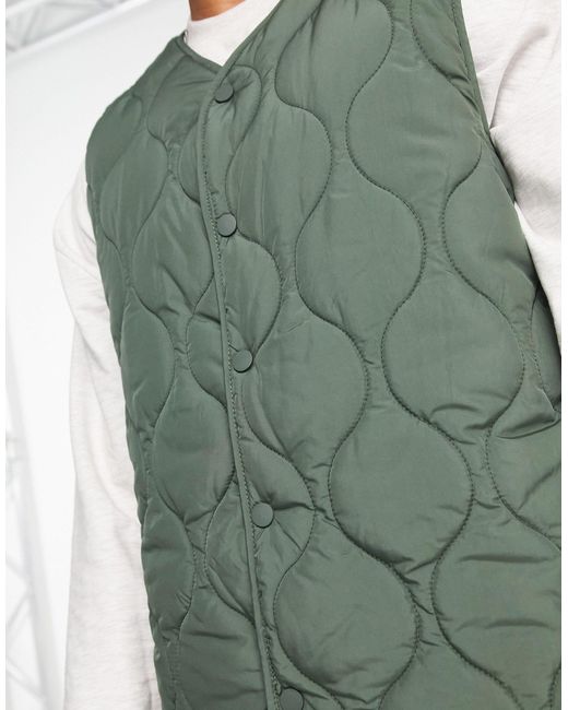 New Look Quilted Gilet in Green for Men Lyst