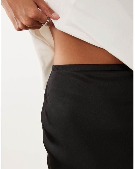 New Look Black Satin Bias Midi Skirt
