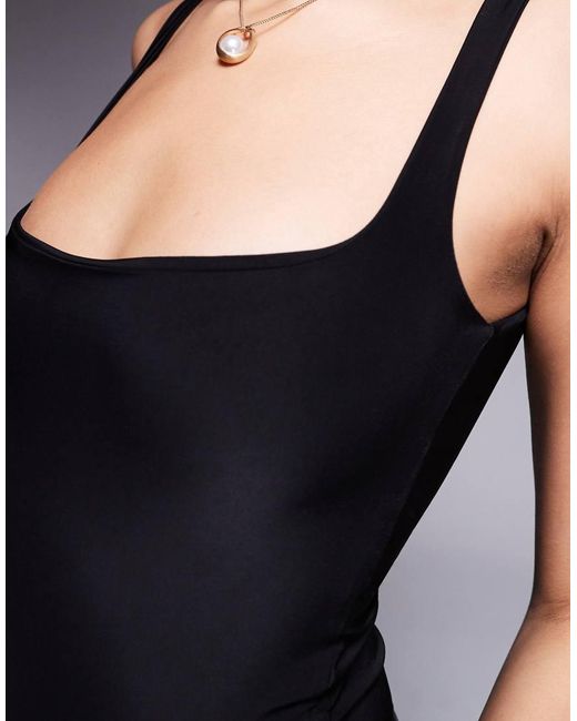 Fashionkilla Black Exclusive Double Sculpted Slinky Square Neck Body