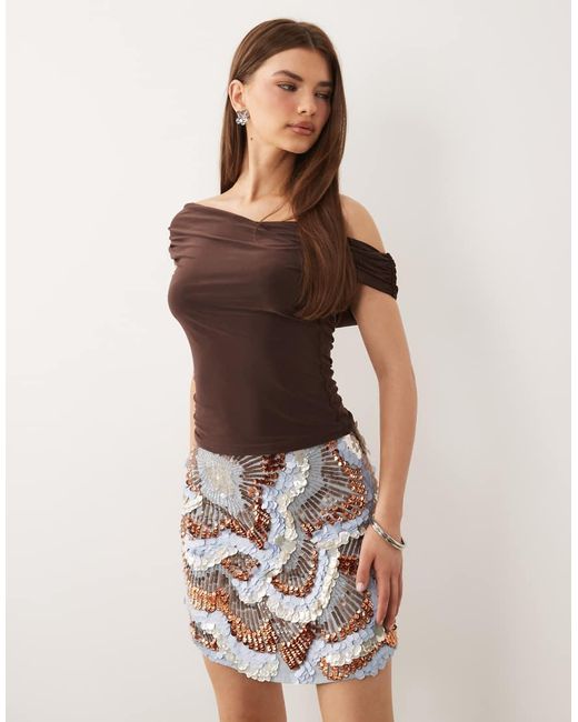 ASOS Natural Petal Embellishment Mini Skirt