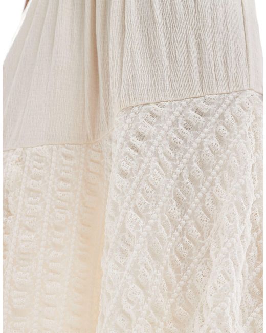 ASOS Natural Crinkle Lace Rara Hem Maxi Skirt