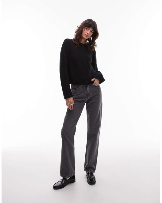 & Other Stories Black Alpaca-wool Blend Cardigan Jacket With Jet Pockets