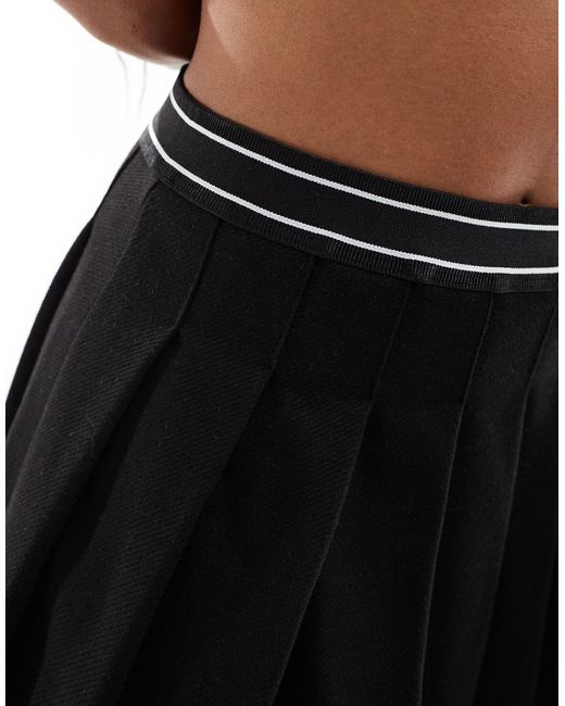 ASOS Black Pleated Twill Mini Skirt With Elastic Waist Detail
