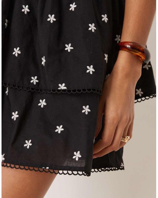 Gina Tricot Black Strappy Tiered Ruffle Summer Mini Dress