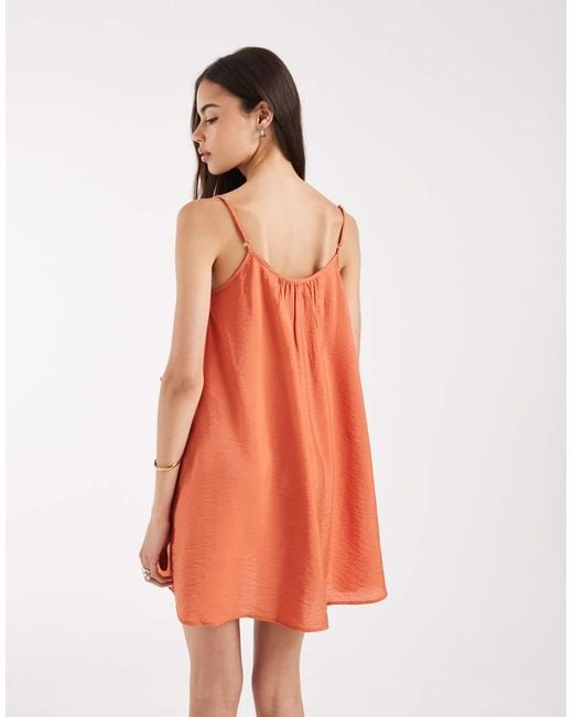 Vero Moda Orange Frill Trim Cami Mini Dress
