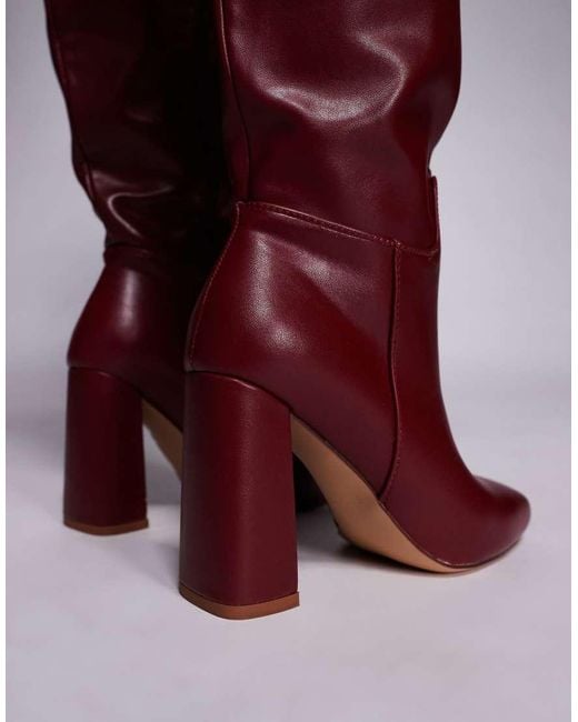 SIMMI Red Simmi London Harrieta Wide Fit Heeled Over The Knee Boots