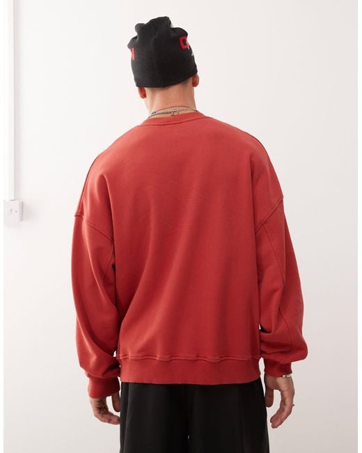 Collusion Red Boxy Sweatshirt for men