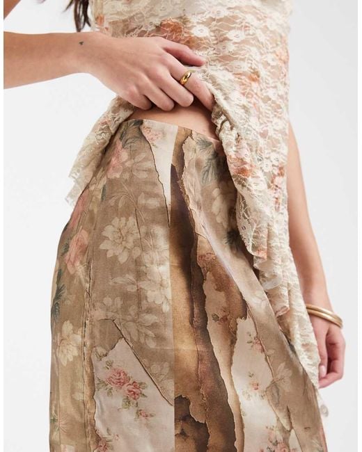 Muse Assembly Natural Printed Organza Maxi Skirt