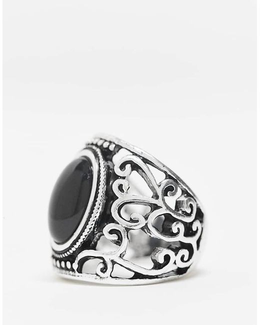 Anello Argentato Con Design Traforato di Reclaimed (vintage) in White