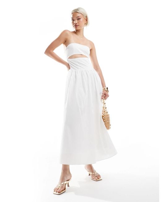 The Frolic White – exklusives, trägerloses popeline-maxikleid