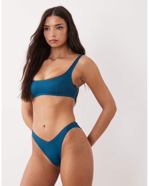 ASOS Blue Maya Mirissa Scoop Neck And Back Crop Bikini Top