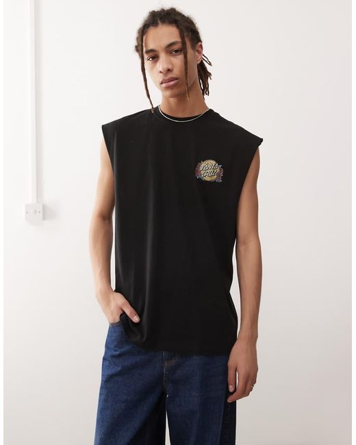 Santa Cruz Black Graphic Logo Back Print Vest for men