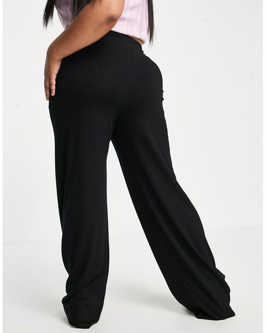 ASOS Black Asos Design Curve Basic Wide Leg Jersey Trouser