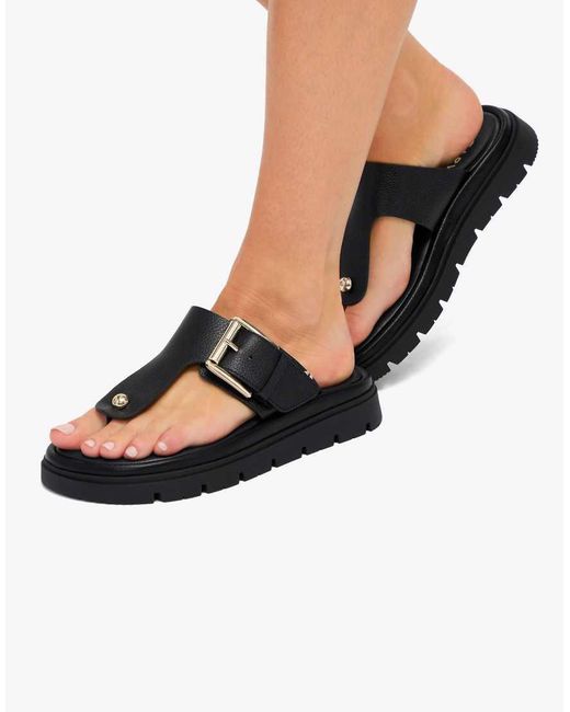 Carvela Kurt Geiger Black Pavilion T Bar Mule Flat Sandals