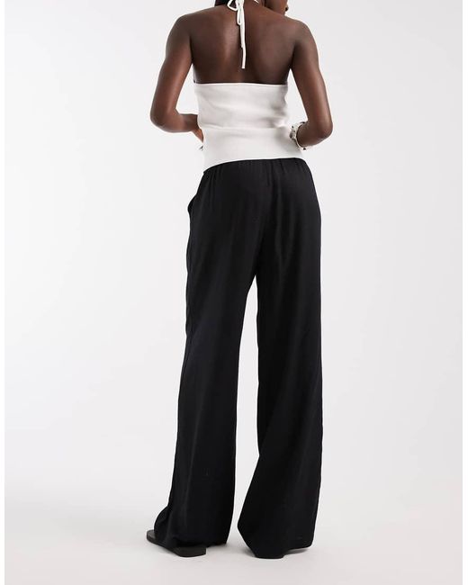Vero Moda White Linen Touch Wide Leg Trouser With Drawstring Waist