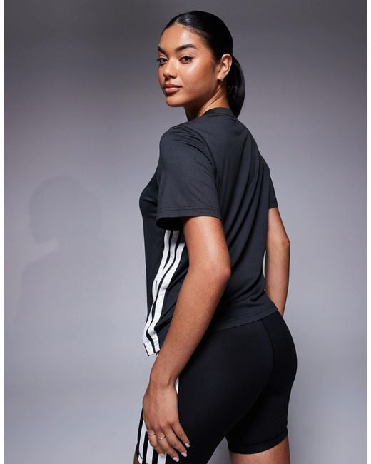 Adidas Originals Gray Adidas Training 3 Stripe T-shirt