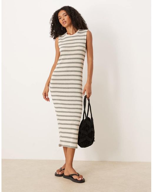 Vila Natural Knitted Stripe Midi Dress