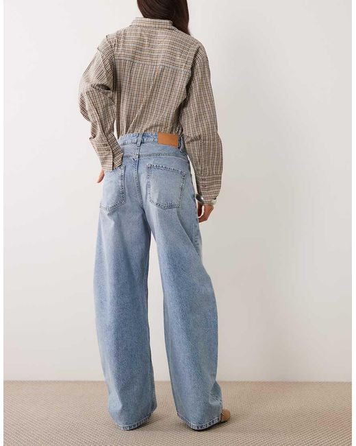 ASOS Blue High Waisted Barrel Leg Jeans