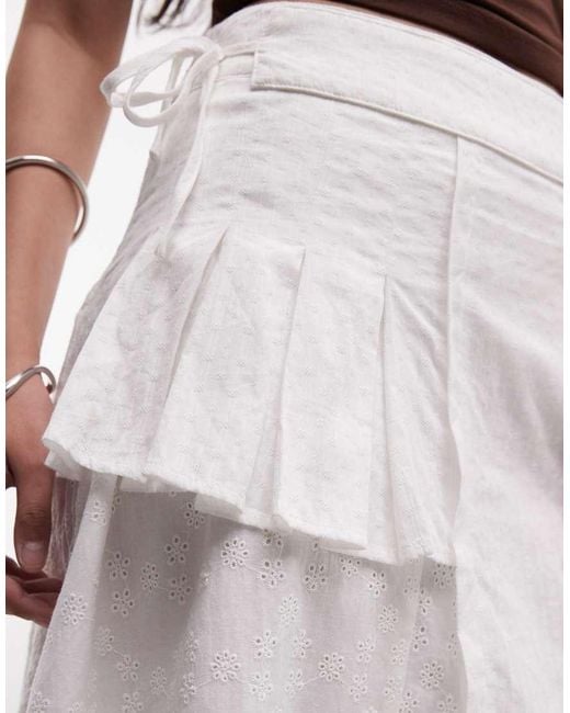 Daisy Street White Broderie Midi Skirt With Overlay