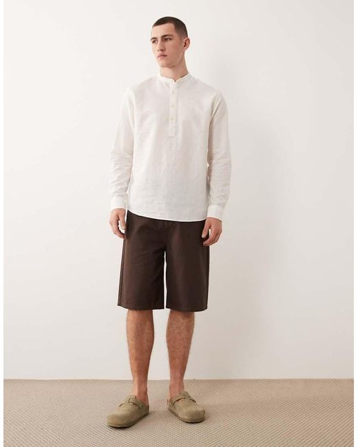Jack & Jones Natural Linen Blend Overhead Shirt for men