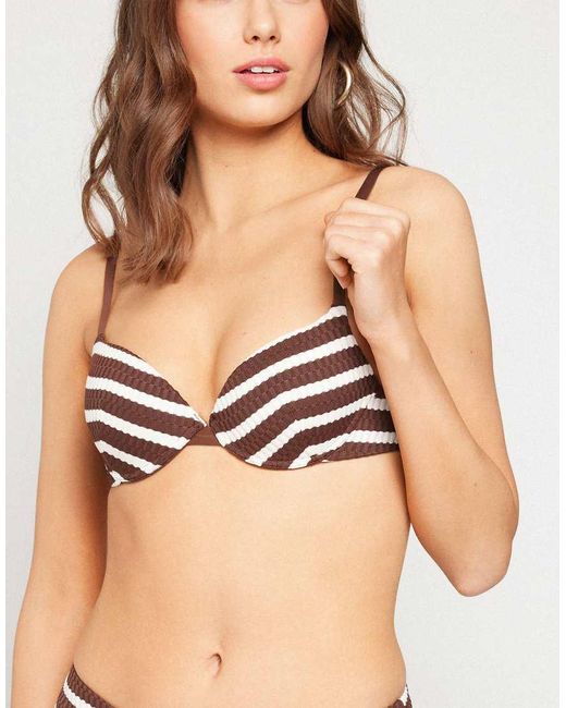 Tezenis Brown Desert Stripes Push-Up Bikini Top
