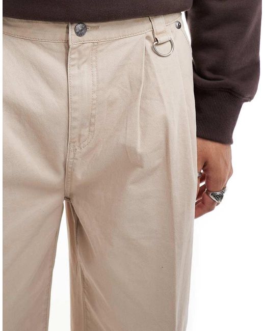 The Ragged Priest Natural Wide Fit Twill Pleat Chinos for men