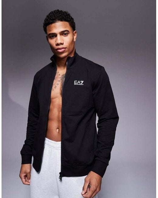 EA7 Blue Armani Zip Through Logo Track Jacket for men