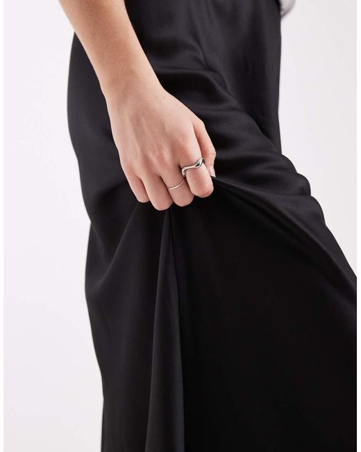 Vero Moda White Satin Bias Midi Skirt