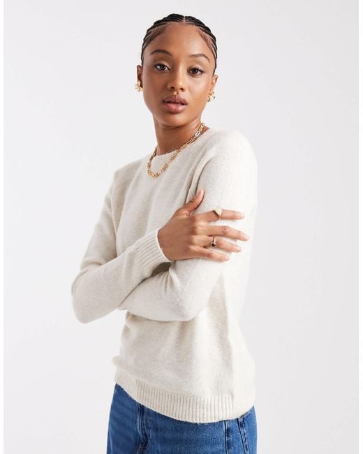 Pull en maille à encolure ronde - crème Vero Moda en coloris Blue