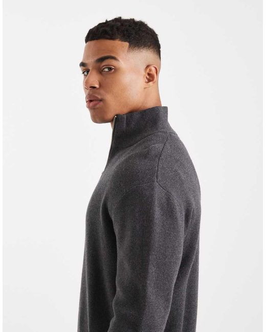 Jack & Jones Gray Premium 1/4 Zip Jumper for men