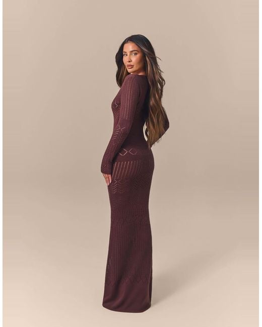 Wanderdoll Brown X Emma Milton Cotton Crochet Knit Hardware Keyhole Front Maxi Dress