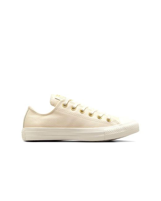 Chuck taylor all star - baskets en cuir avec détail métalliques - crème et doré Converse en coloris White