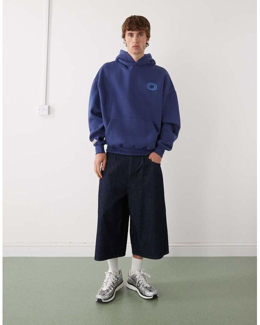 Felpa Oversize Squadrata Con Cappuccio E Logo Legacy di Prohibited in Blue da Uomo