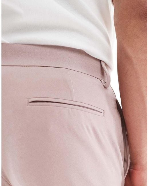 ASOS Pink Four Way Stretch Skinny Suit Pants for men