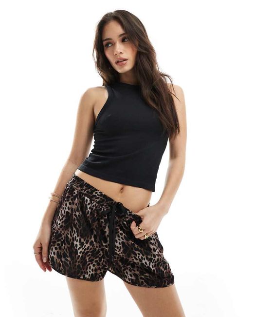 Monki Black Satin Shorts