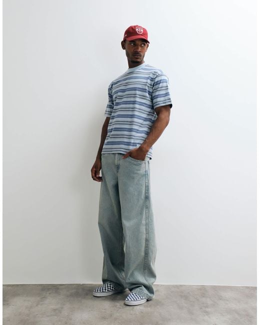 Pull ample à manches courtes rayé clair Vans pour homme en coloris Blue
