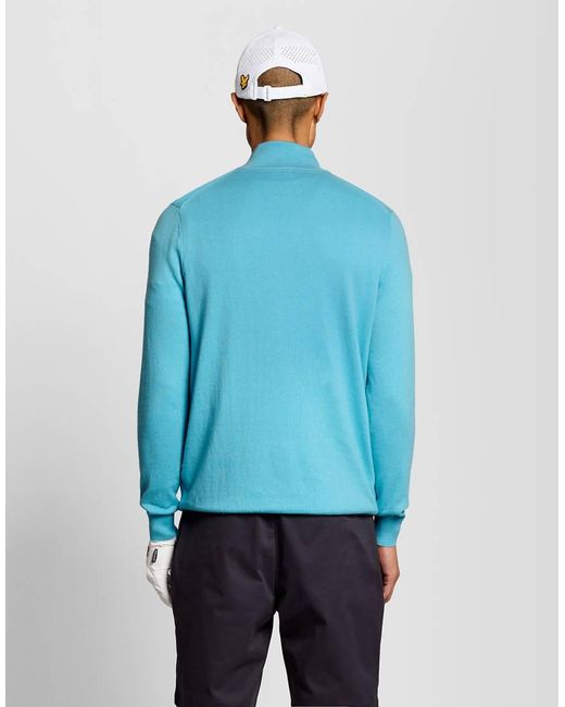 Lyle & Scott Blue Mid Knits Golf Quarter Zip Jumper for men