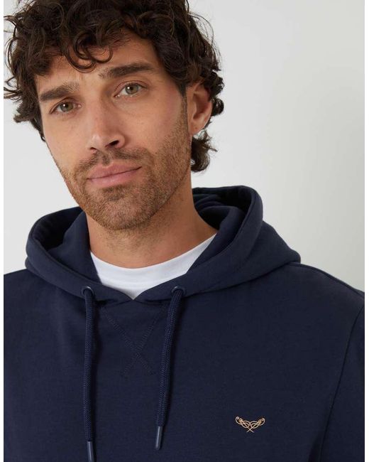Threadbare Blue Cotton Blend Pullover Hoody for men