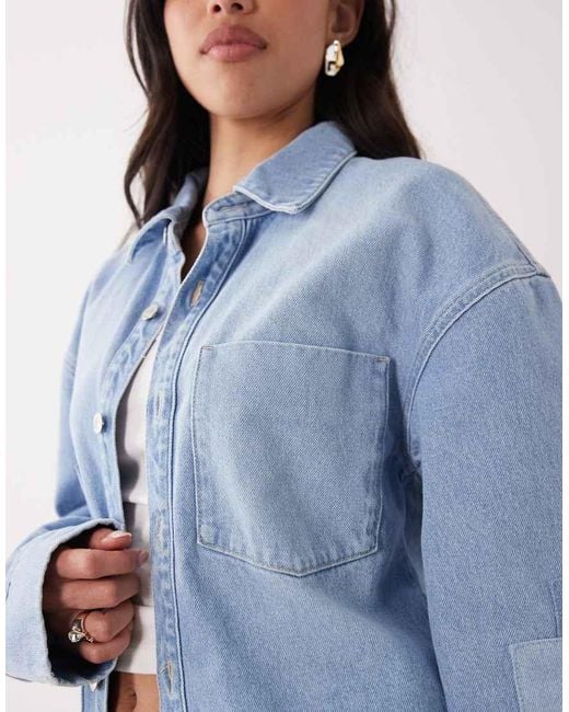 ASOS Blue Oversized Patchwork Denim Shacket