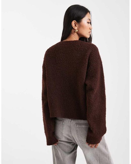 Jersey Marrón Suelto De Bouclé De -Verde Miss Selfridge de color Brown