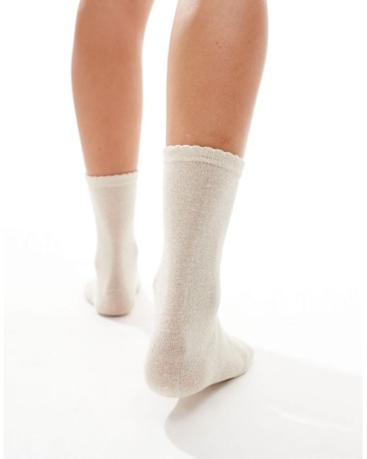 Pieces White Glitter Socks